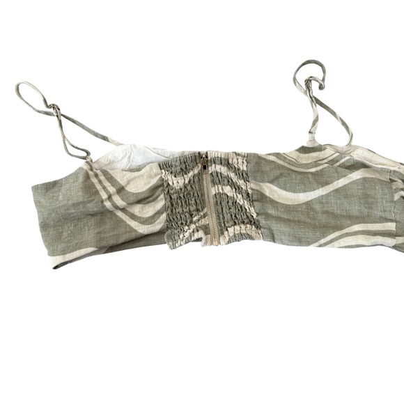 Dish Linen Button Up Shirt Abstract Wave Print Short Sleeve Womens US 10 - Picture 14 of 15